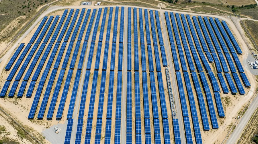 Solar array photographed in visible light, looking normal